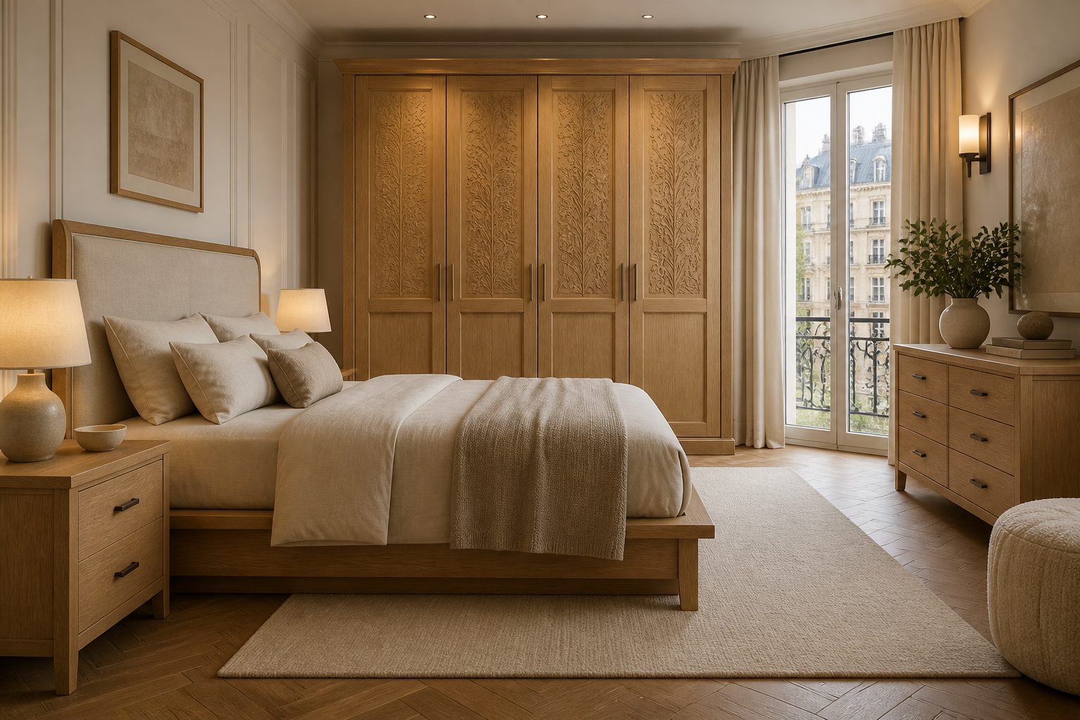 Custom oak wardrobe bedroom Italy
